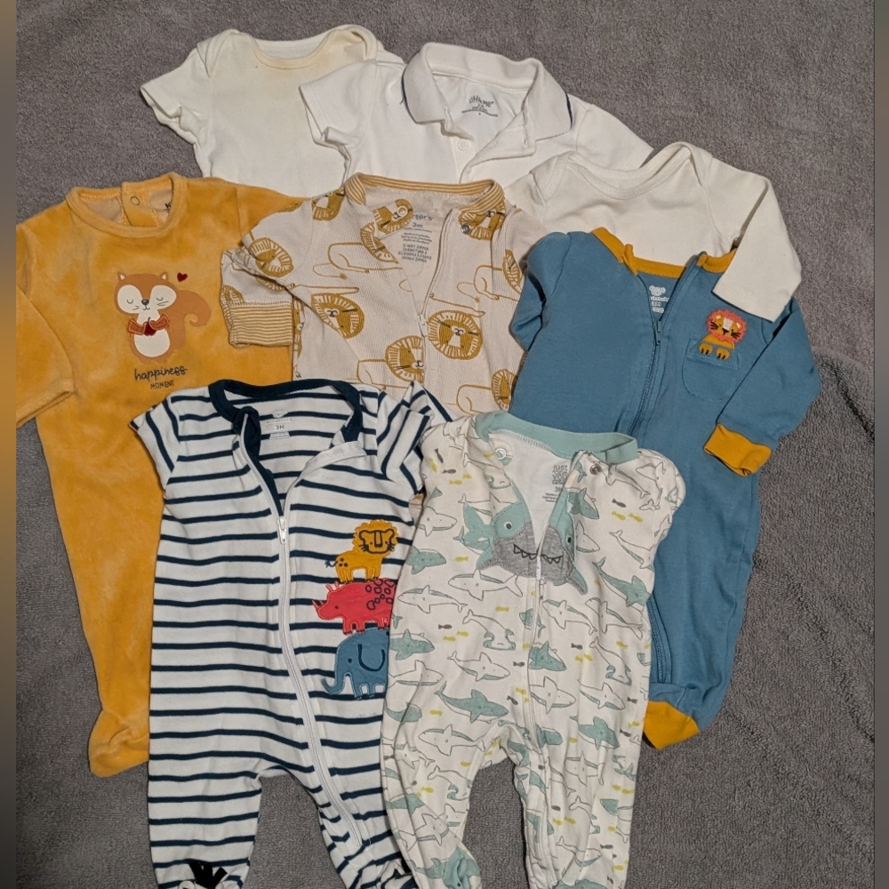 ONESIES Lot Of 8, Incl 5 Footies 3MO